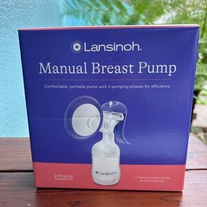 Lansinoh Manual Breast Pump Box in Purple and Pink